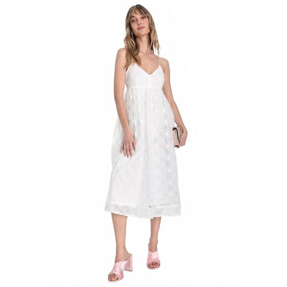 Lulus Radiate Elegance Ivory Floral Tulle Midi Dress - L NWT - Picture 8 of 9
